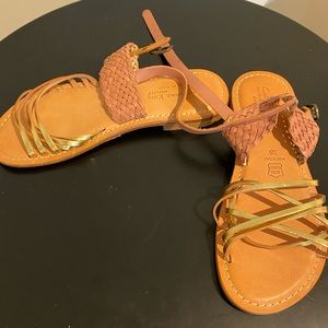 Italian Leather Flat Sandals Size 38